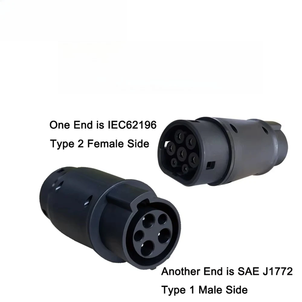 EV Adapter 32Amp SAE J1772 Plug Type 1 to Type 2 EV Male Socket EVSE Electric Vehicles Car Charger