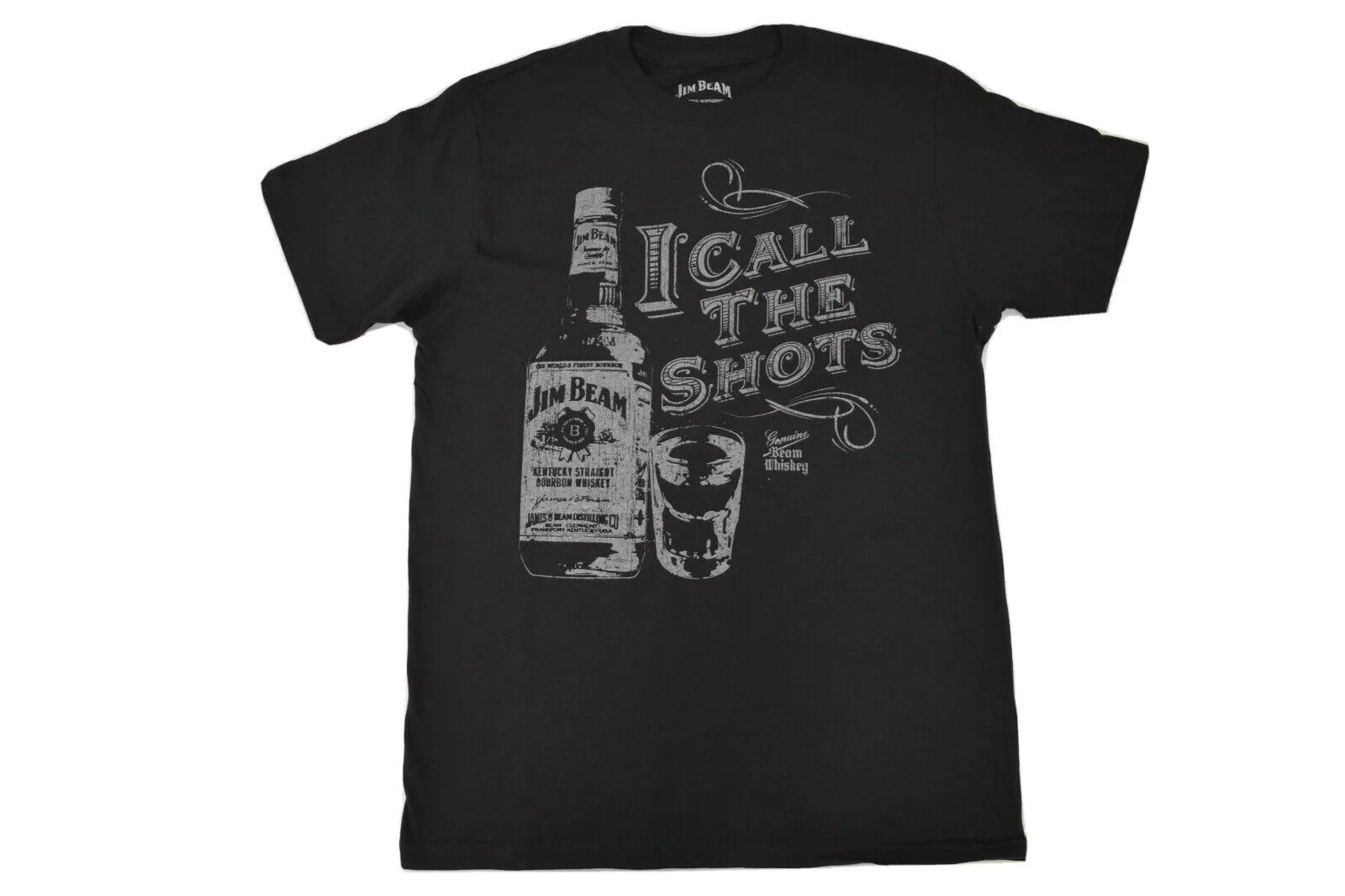 Jim Beam Mens I Call The Shots Bourbon Whiskey Funny Black T Shirt New S