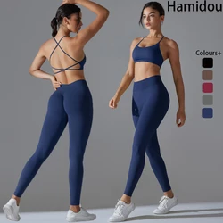 Ribbed Set Woman 2 Piece Seamless Yoga Set Gym Wear Push Up Sports Bra Leggings For Women Workout Outfit Sportswear Tracksuit