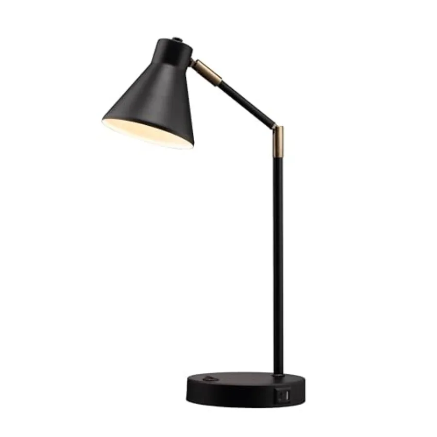Astrum - LED Desk Lamp with Dual USB Charging Ports, 100% Metal, 270 Degree Swivel Arms, Soft Light 3000K,Bedside and Home Offi
