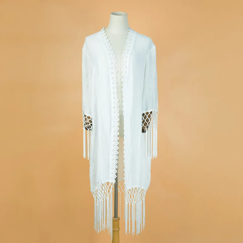 Para Praia-Kimono à franges pour femmes, robe de plage, cover-up pour les maillots de bain, Industries ong, cardigan, 2025