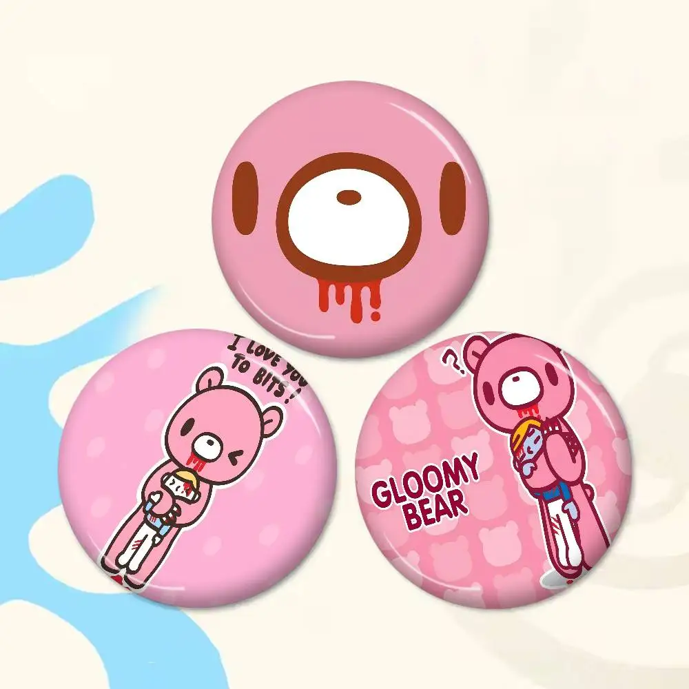 G-Gloomy B-Bears Character 32/44/58MM Customizable Button Pins Cute Funny Creative Badge Jewelry Decor Gifts for Friends