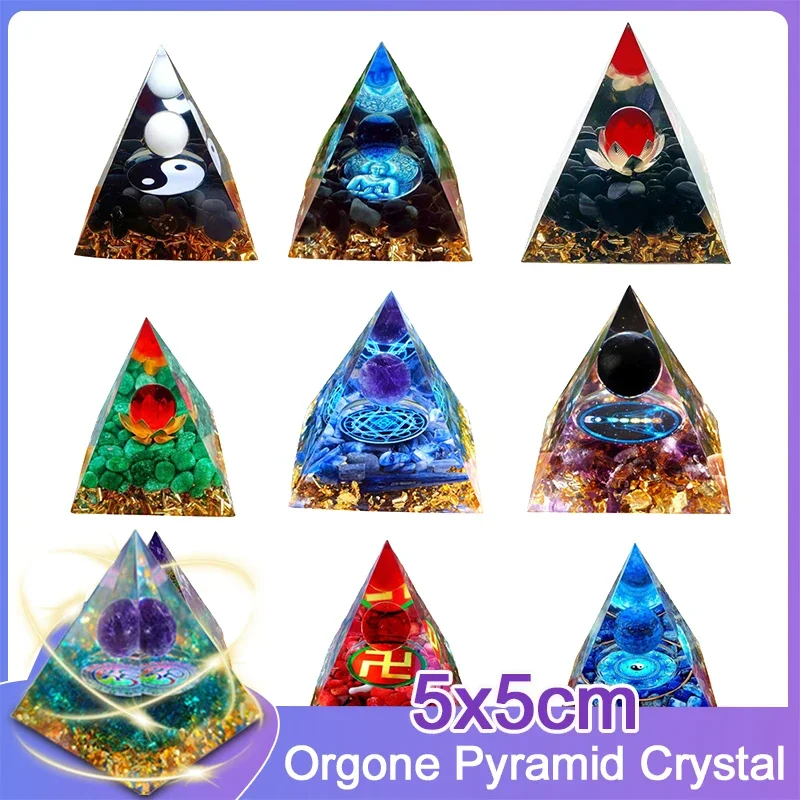 Natural Stone Amethyst Crystalenergy Generator Orgone Pyramid For E-Energy Protection Healing Meditation Orgonite Crystal Chakra