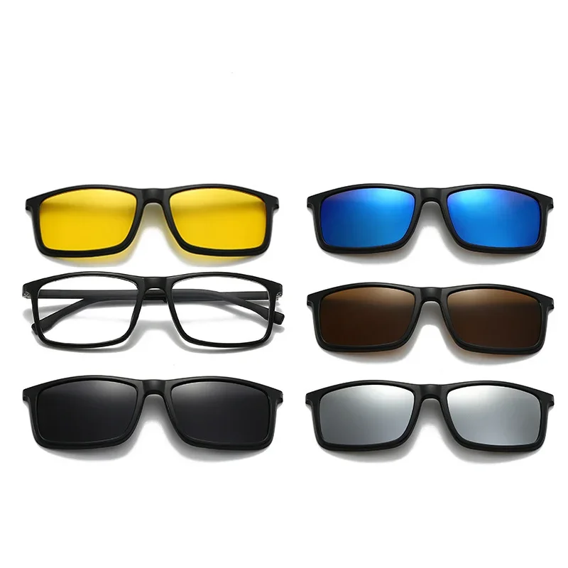 6 In 1 Multipurpose Myopia Glasses And Magnet Clips Sunglasses Men Women Prescription Custom Nearsighted And Astigmatism UF143