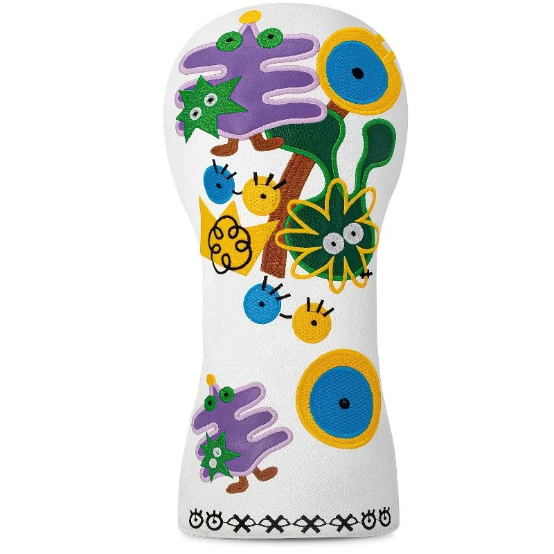 Golf Club Head Cover with Fresh White Abstract Graffiti Design | Durable Protective Equipment, PU Material, Golf Accessories image 2