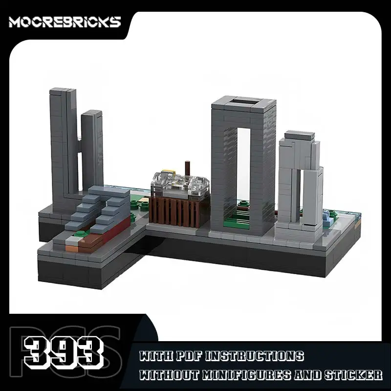 MOC-136547 도미노 공원 빌딩 블록, 도시 랜드마크, 거리 풍경 모형 조립, 작은 입자 벽돌, 어린이 크리스마스 장난감