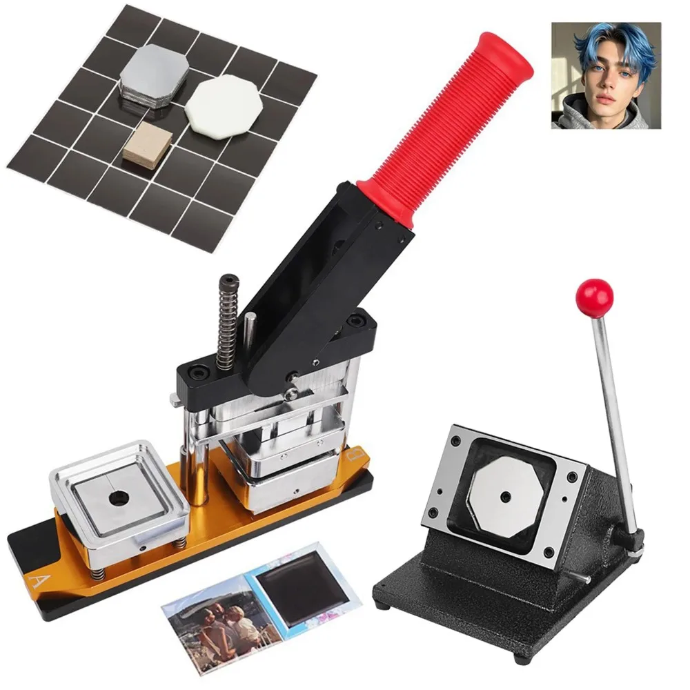 

Badge and Button Making Machine 2x2inch/2.5x2.5inch Fridge Magnet Button Badge Making + Paper Cutter + 100pcs Component