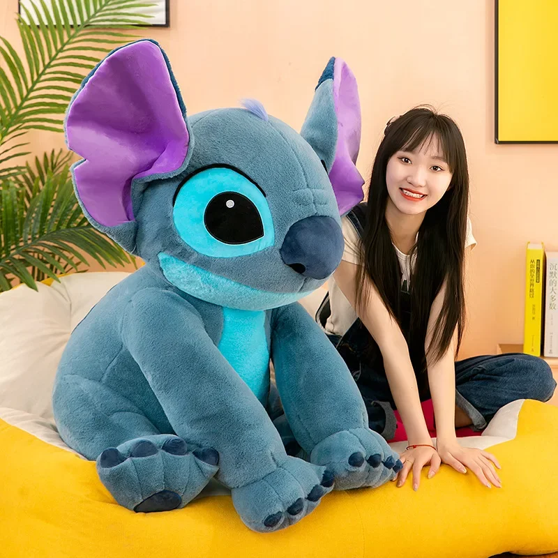 Disney Stitch Plush Toys Dolls Anime Stitch Sitting Stitch 45/60cm Cartoon Stuffed Doll Children's Comforting Pillow Kids Gifts