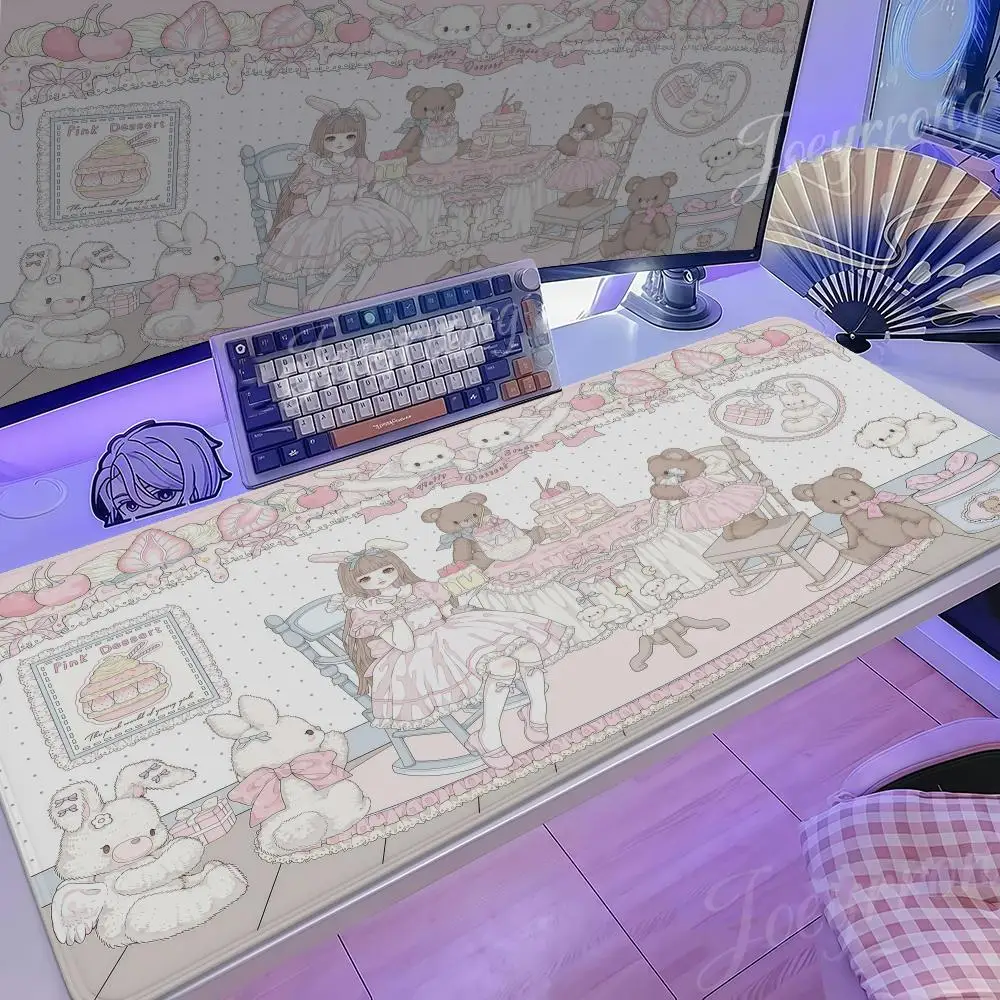 

Mouse Pad 1000x500 Taro Sakamoto Days XXL Large Non-slip Office Keyboard Mats Desk Mat Original Pink Dessert Shop Doll