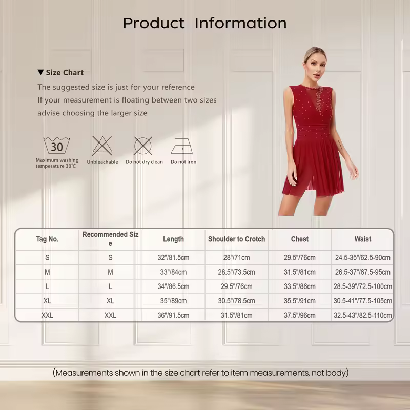 Women Ruched Ballet Lyrical Dancing Dress Round Collar Sleeveless Rhinestone Backless Dress for Stage Performance Competition - Image 6