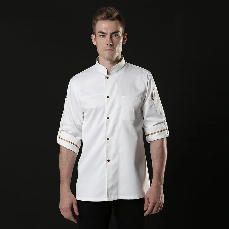 C506 Male Fashion Chef's Clothes Chef Uniform Western Restaurant Fast Food Restaurant Work Uniforms Plus Size Waiter Coat