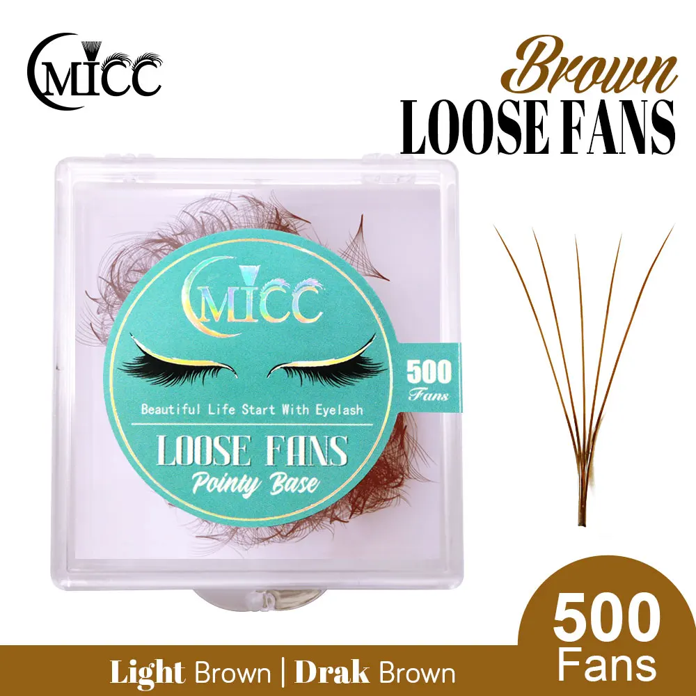 CMICC 500 Fans Brown Loose Fan Eyelash Extensions Chocolate Thin Root Pointy Base Premade Volume Fans Lashes Extension Makeup