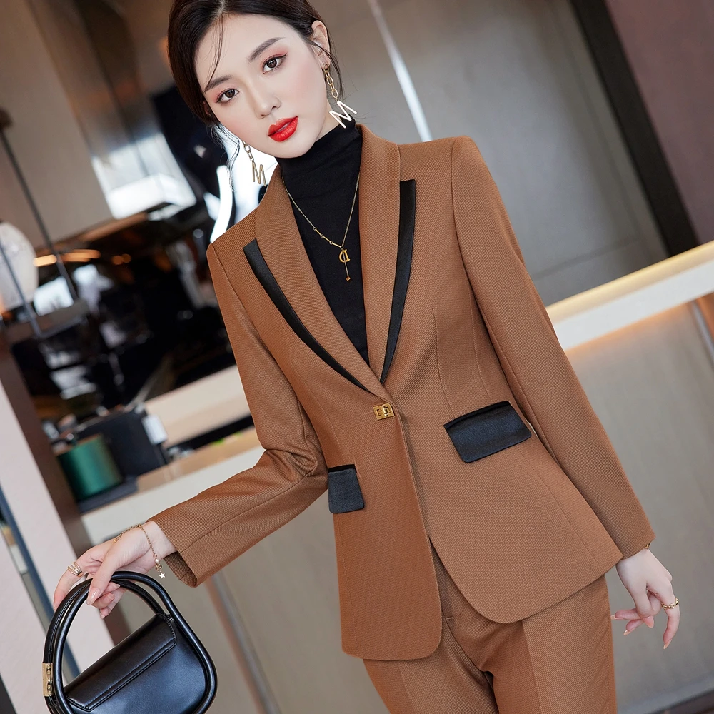 2022  Autumn Winter Formal Ladies Green Blazer Women Business Suits with Sets Work Wear Office Uniform 5XL Size Pants Jacket