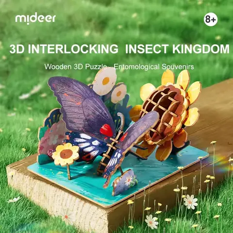 Mideer Wooden Insect 3D Puzzle Toy Brain Twisters IQ Puzzle For Kids Children Handmade Toys Assembly Model 8Y+