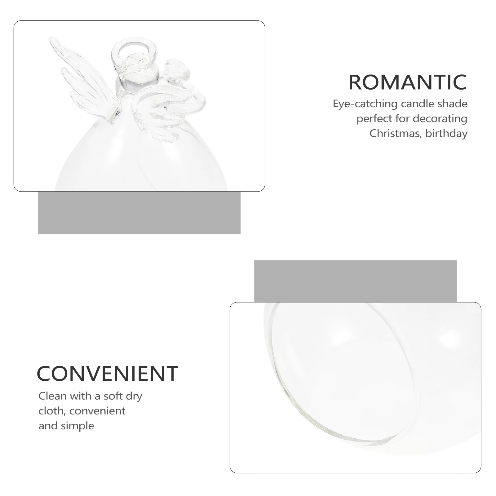 

6Pcs Angel Design Glass Shades Clear Tealight Holder Lantern Lampshade for Christmas Birthday Home Decoration