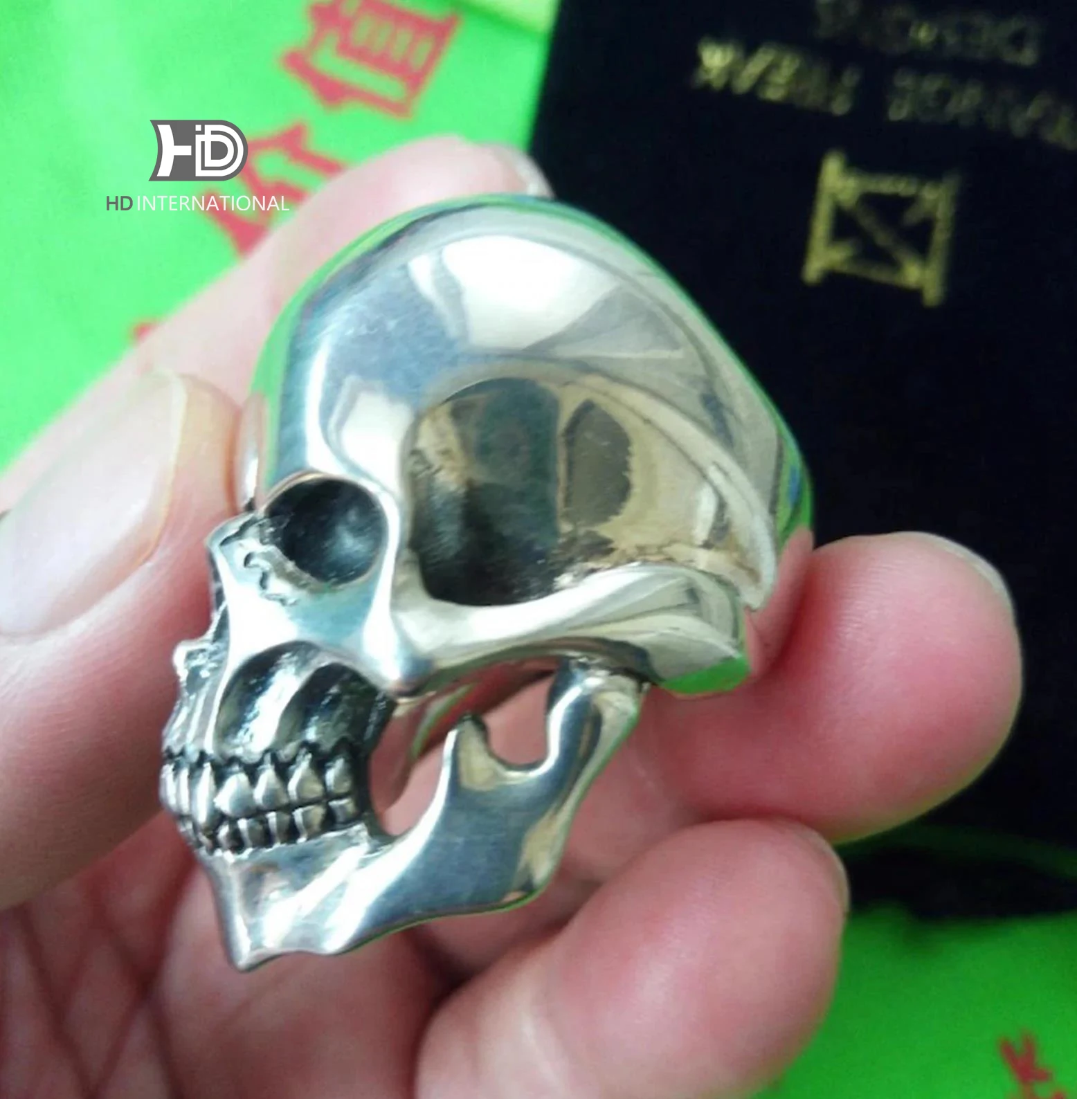 Six Pointed Star Skull 925 Silver Ring-Hand Polished-Personality Gift Devil Silver Skull