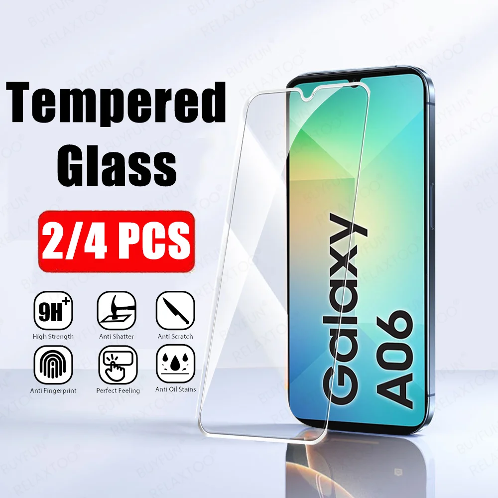 

2/4Pcs Screen Glass For Samsung Galaxy A06 4G Screen Protector Case Friendly Samsung A06 5G Glass SamsungA06 Tempered Film Cover