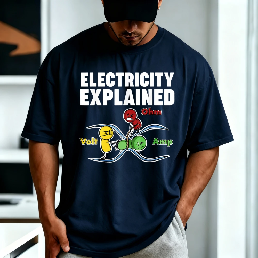 Ohm's Law Electricity Explained T-Shirt Funny Casual Fashion Loose Harajuku Man Women Tshirt Short Sleeve O-neck Clothing