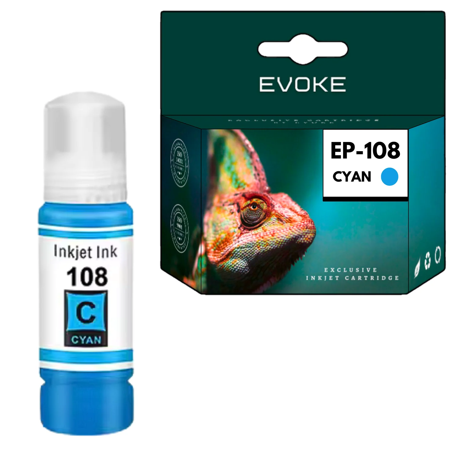 Evoke Compatibele Inkt voor Epson 108 C13T09C24A Cyaan 7200 Pagina's Ecotank L8050 L18050