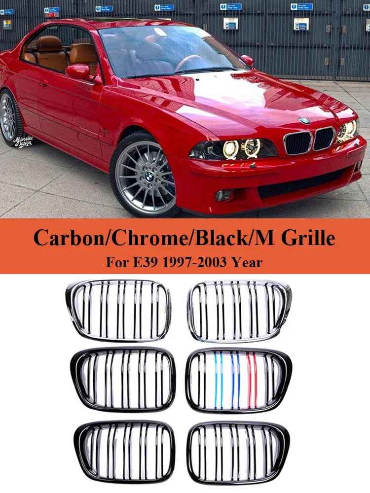 For BMW 5 Series E39 1997-2003 Front Kidney Bumper Black Grils M Color Racing Facelift Grille 525i 528i 530i 540i  Accessories