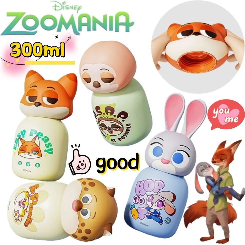 Nowy kubek Disney Zootopia Nick Wilde Judy Hopps leniwiec kreatywny wysokiej jakości nadruk animowany kreskówkowy dla par ze stali nierdzewnej