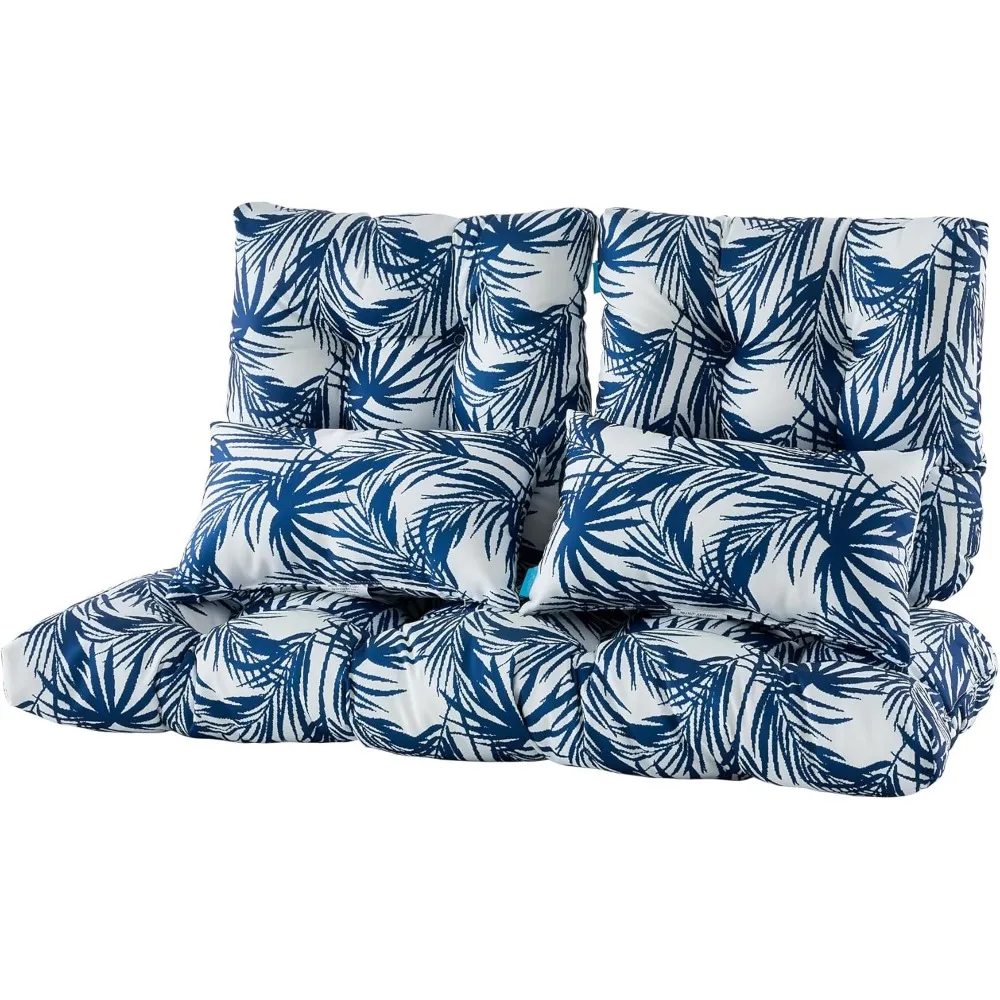 Outdoor Loveseat Cushions,5 Piece Wicker Chair Cushions Set,Tufted Cushons for Wicker Bench Patio Furniture,Floral