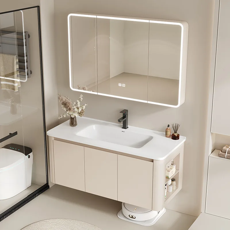 Cream wind side  cabinet, integrated ceramic, bathroom washbasin