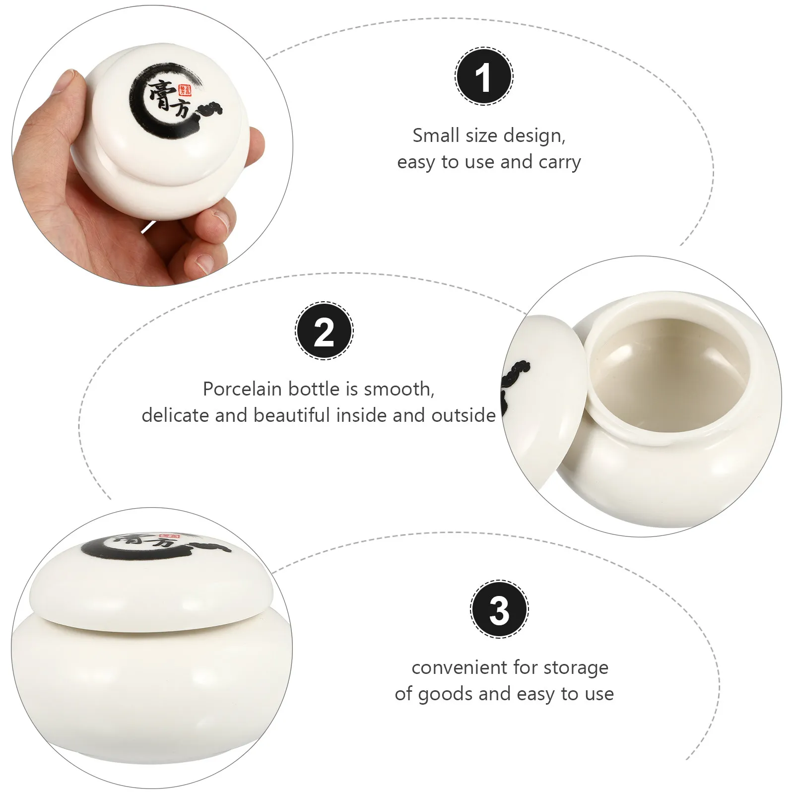 1Pcs Flat White Ceramic Storage Can Sealed Tea Canister Medicine Holder Container for Home Kitchen Desktop Decoration