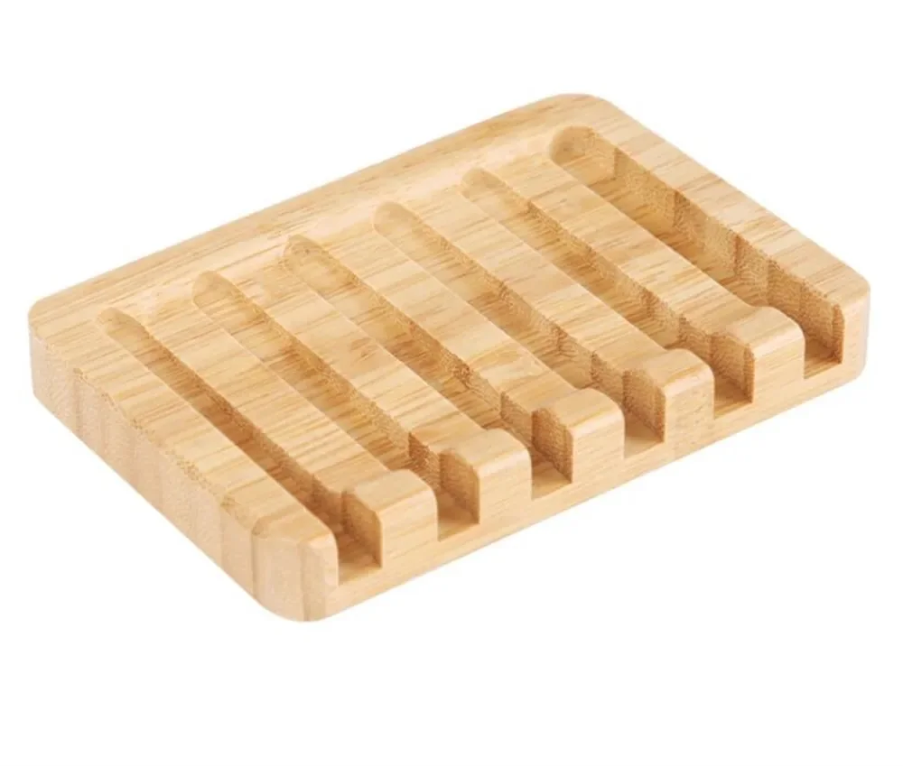 Natural Wooden Bamboo Soap Dishes Portable Shower Bar Soap Holder Box Rack Case Waterfall Self Draining Tray Wholesales