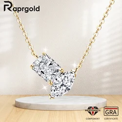 RAPRGOLD Rectangular & Marquise Cut Moissanite Pendant Necklace for Women S925 Sterling Silver Chains Wedding Neck Jewelry Gifts