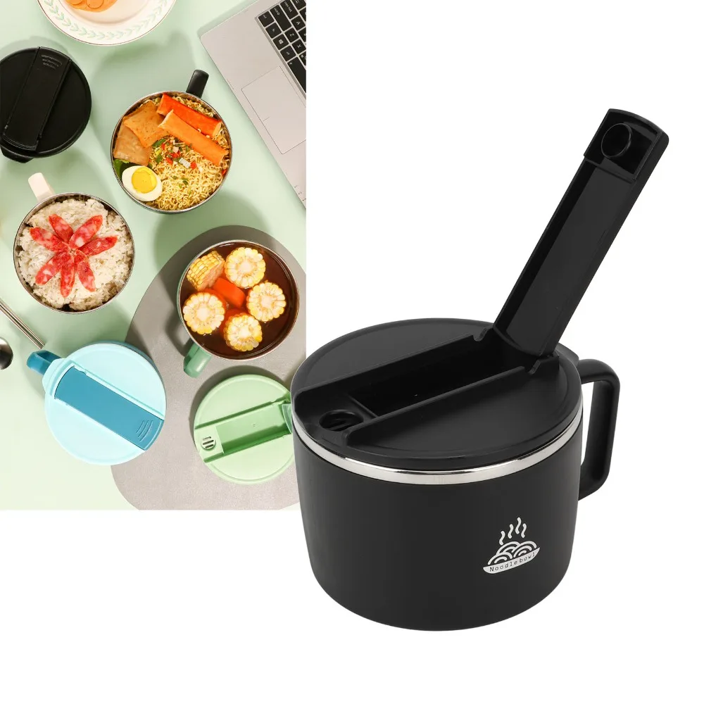 Practical 304 Stainless Steel Instant Noodles Bowl 1200ml With Lid Ramen Bowl Set Portable Ramen Cooker For Travel