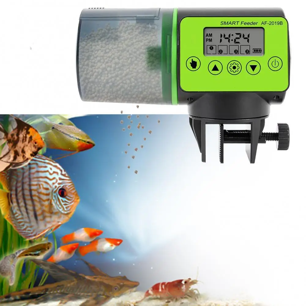 Fish Feeder Food Dispenser Smart Timer Digital LCD Screen Automatic Aquarium Food Dispenser