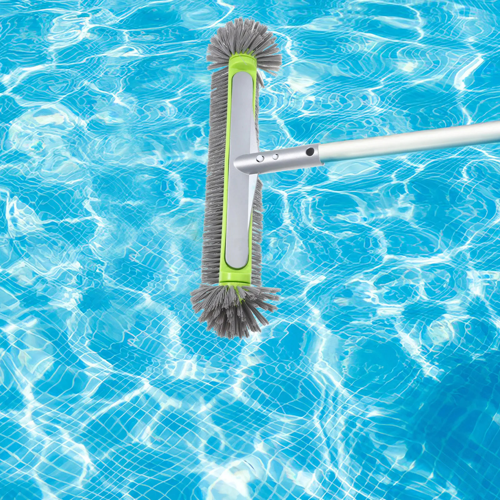 Pool Brush Head Heavy Duty Reinforced Aluminium Back Green for Inground Above Ground Swimming Pool Scrub Brushes Cleaning Tools