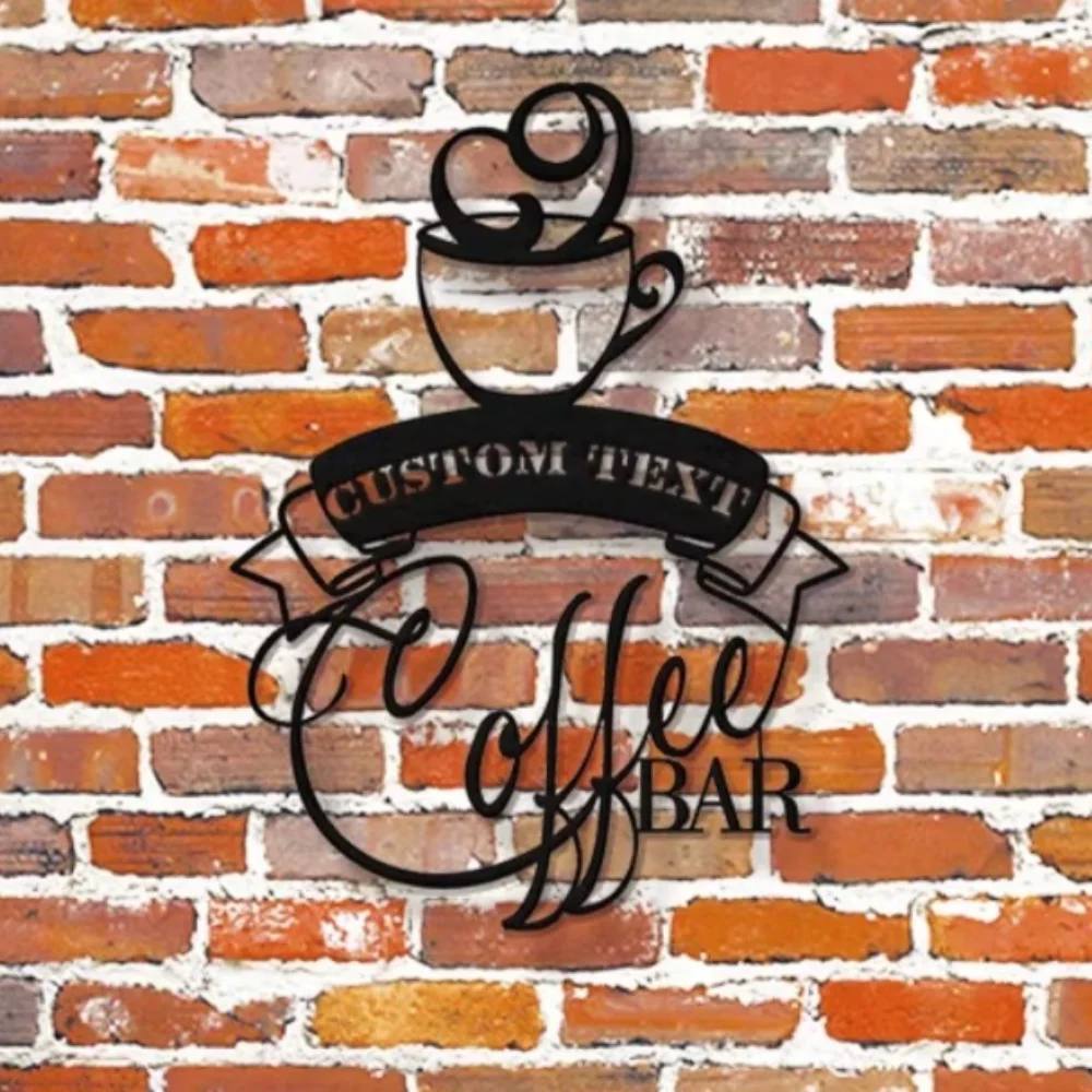 

Personalized Custom Laser Cut Metal Coffee Bar Wall Art Ideal for Kitchen Decor Gift for Coffee Lovers,Generically Sized Sign