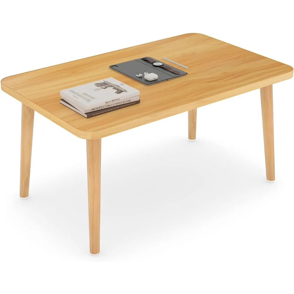 

Coffee Table Low Table with 4 Solid Wood Sturdy Legs, Floor Table Desk for Sitting on The Floor, Storage and Living Room