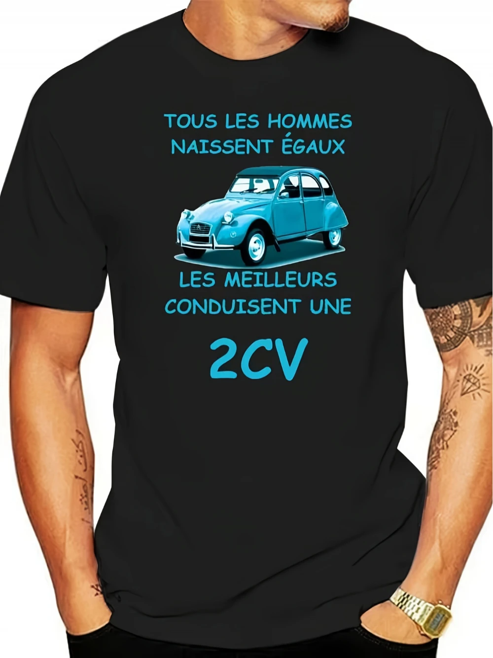 Men's Fun Print T-Shirt All Men Are Created Equal But The Best Driver Drives A 2CV Car Casual Everyday Style Made for Car