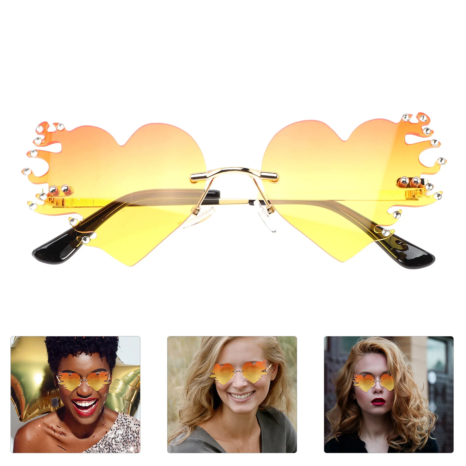 

Heart Shaped Sunglasses For Women Trendy Frameless Fashion Party Decor Festival Glasses Bachelorette Carnival Props