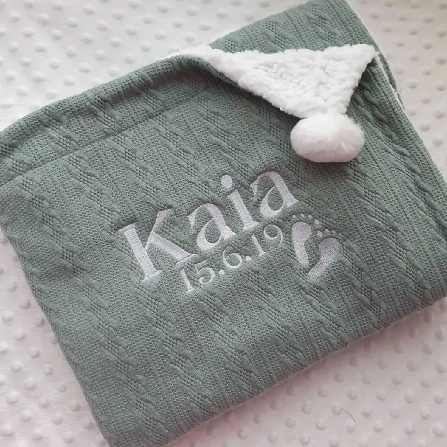 Manta de bebé personalizada con nombre, manta de bebé de punto suave personalizada con patrones bordados, para baby shower, recién nacido, guardería