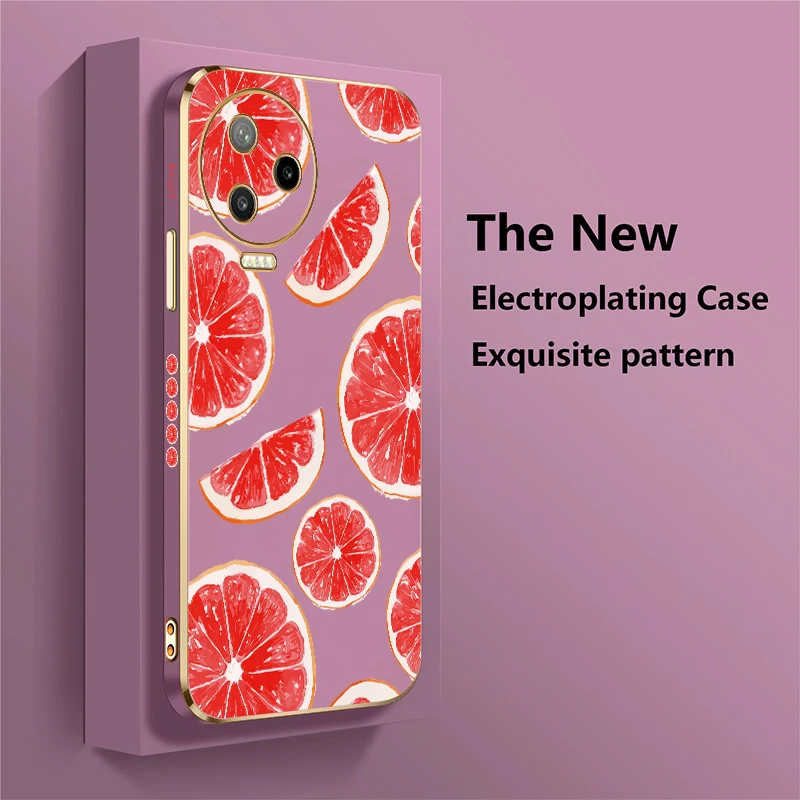 حافظة هاتف ناعمة مقاومة للصدمات لهاتف انفينيكس تكنو كامون 17 16 S 15 Air 30 5G 20 Pro 18 19 Neo غطاء فواكه برتقالي مطلي بالسيليكون