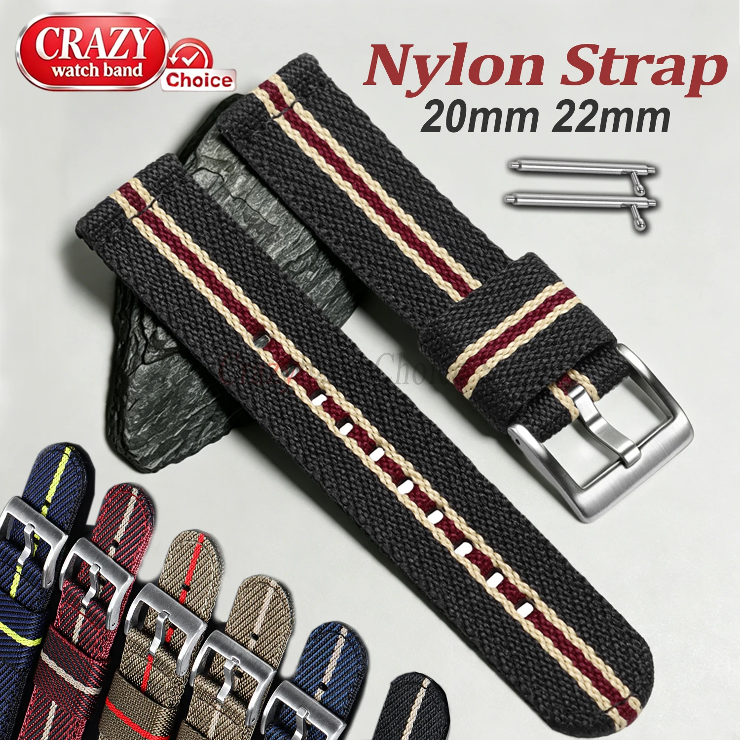 Bracelet de montre sport en toile 20mm/22mm, tissu tressé en nylon universel pour Seiko, accessoires de bracelet pour femmes et hommes, à libération rapide