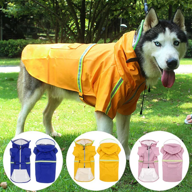 

Reflective Pet Dog Raincoat Waterproof Zipper Clothes Jumpsuit Dog Coat Pets Waterproof Clothes Raincoat Big Dogs Rain Coats