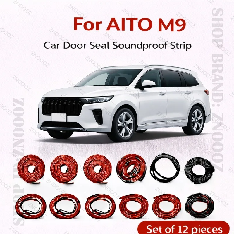 

For AITO M9 Car Door Seal Strip Rubber Double Layer Soundproof Dustproof Waterproof Door Weatherstrip 12PCS Set