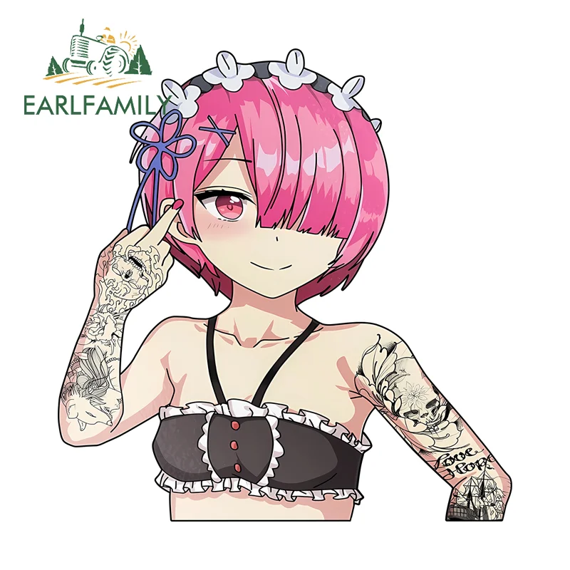 

EARLFAMILY Tattoos Rem Fine Decal Artistic Waterproof Computer Cooler Decal Occlusion Scratch Sunscreen All Types Of Vehicles