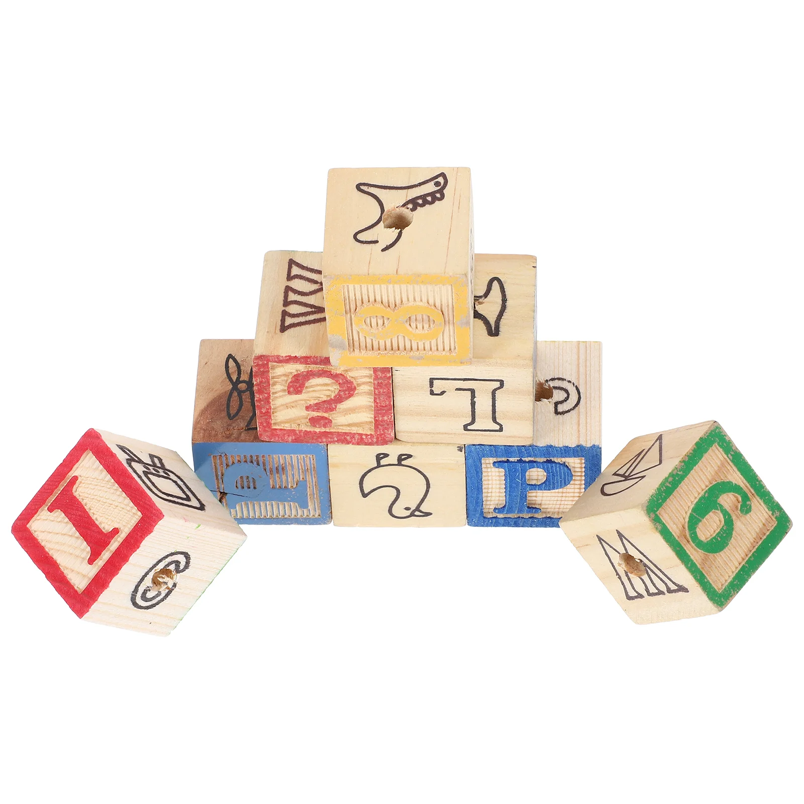 8 Pcs Endless Fun Parrot Toy Alphabet Wooden Blocks Letter Small Attention-grabbing Bamboo