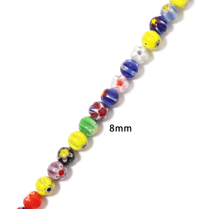 1 Strand Lampwork Glass Beads Multicolor Round Pumpkin Shape Glass Beads Loose Spacer Beads For Jewelry Making Bracelet Earring