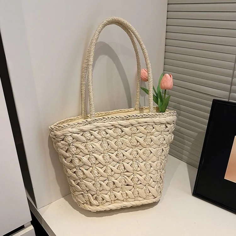 

Французская модная женская сумка в стиле ретро, темперамент, отпуск, ведро, соломенная сумка, сумка на плечо ручной работы, сумки