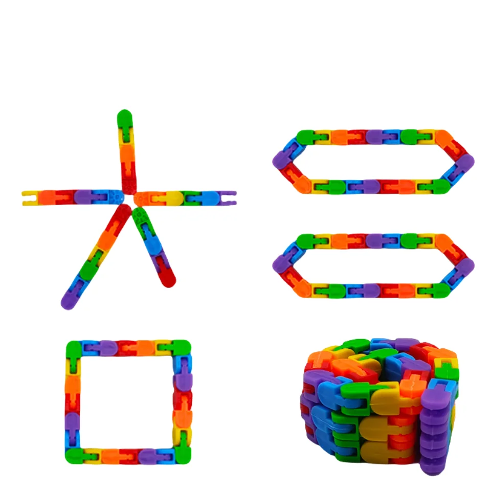 24 Knots Rainbow Tracks Fold Bicycle Chain Fidget Toys  For Children Stress Relief Bracelet Adults Squeezing Sensory Toy Gifts