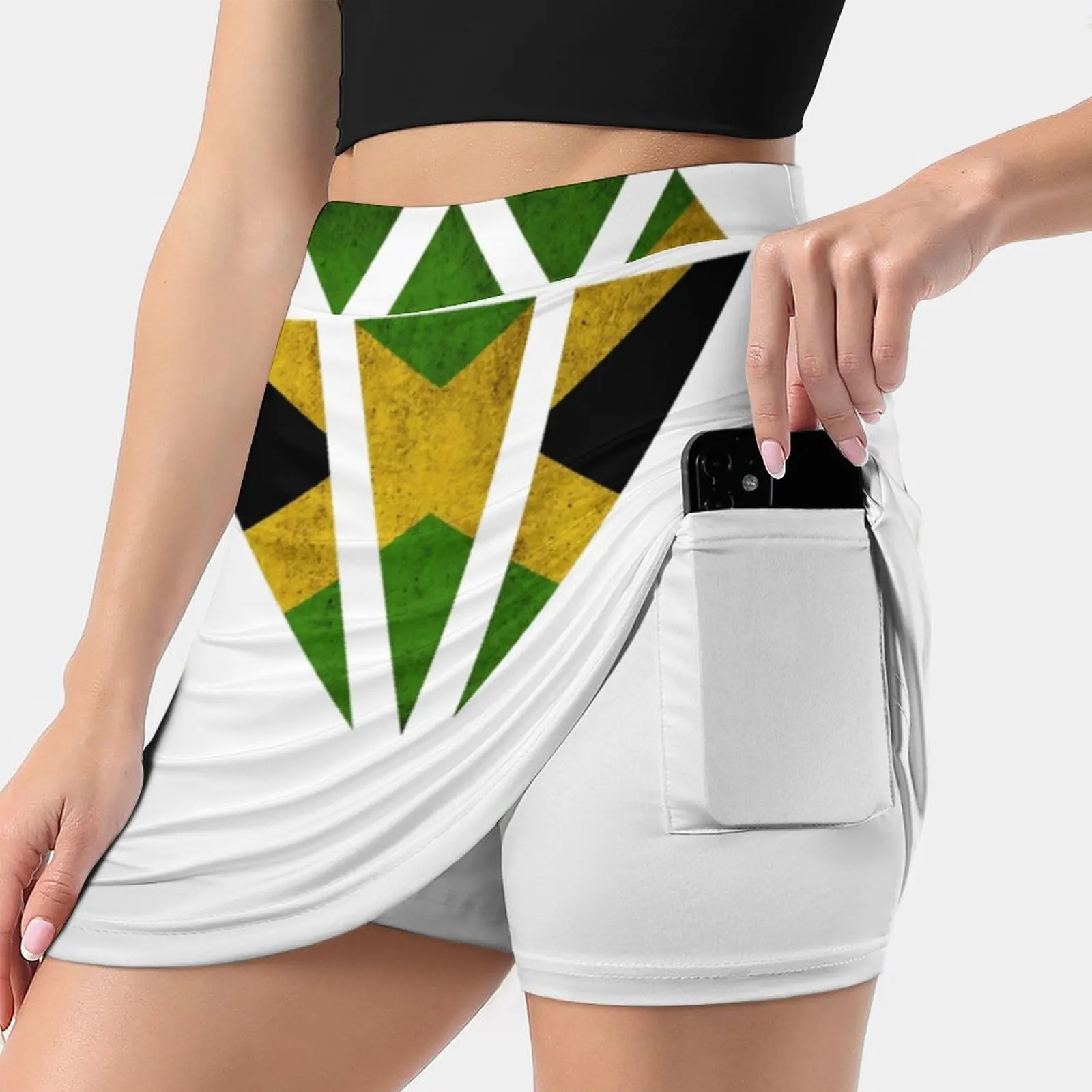 

Jamaican Diamond Women'S Summer Fake Two Piece Skirts Casual Sports Beach Skirt Girl Skorts Jamaica Jamaican Flag Jamaican