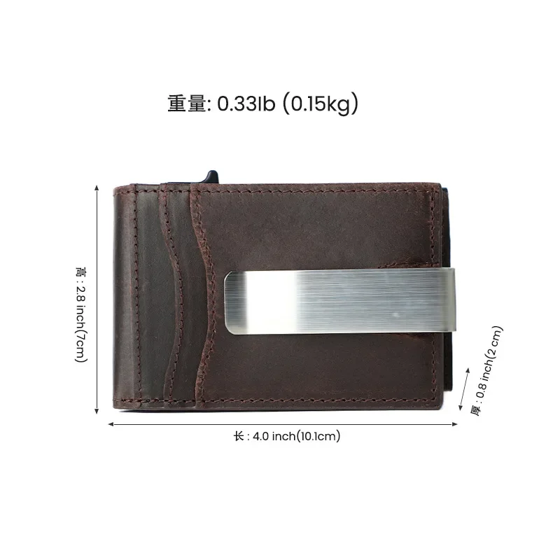 New Men's Genuine Leather Wallet Short Retro Men's Coin Purse Automatic Pop-up Card Wallet