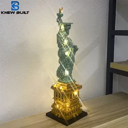 Knew Built LED USA Statue of Liberty Micro Mini Building Block Toys Constructions for Adult Gift Creativity and History